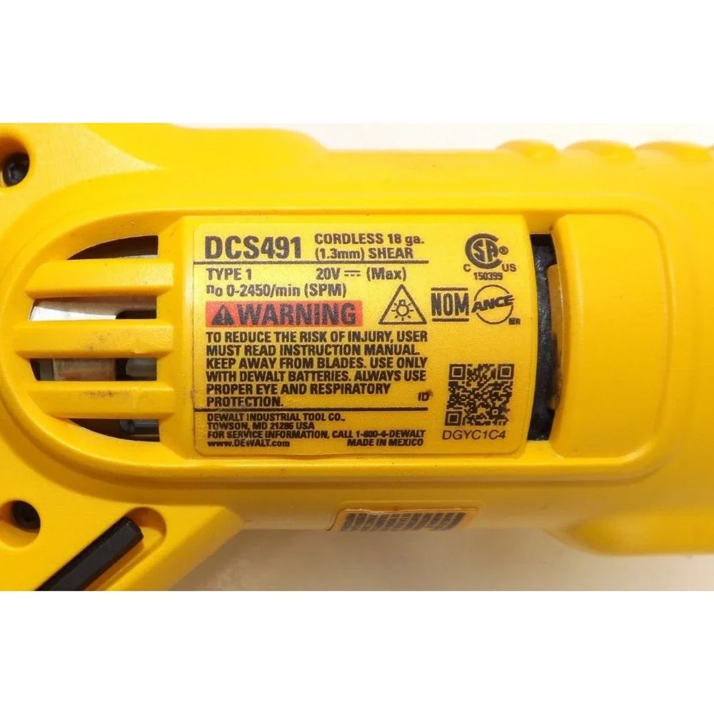 DEWALT 20V MAX DCS491 Cordless 18-Gauge Swivel Head Shears (Tool Only)